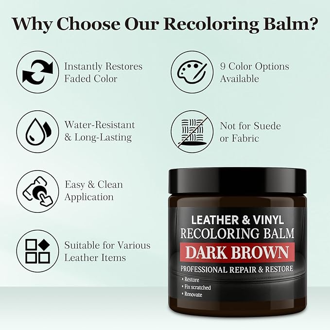 Leather Color Restorer, Leather Recoloring Balm, Scratch Remover, Leather Dye, Leather Paint with Leather Conditioner, Leather Repair Kit for Furniture Couches Car Seats Shoes, Gray