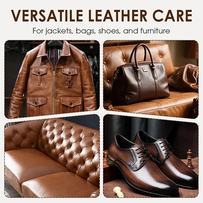 2-in-1 Leather Cleaner and Conditioner, Leather Furniture Cleaner and Conditioner, Car Interior Cleaner Kit, Leather Repair Care Restores Softness, for Couch, Jacket, Shoes, Car Seats (1pcs)