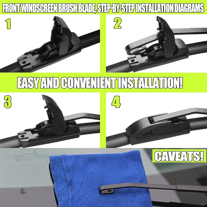 Front Wiper and Rear Wiper Blade Replacement for Toyota Yaris 2007-2011 OEM Wiper Blades, Genuine Replacement (26“/14”/12” 3-Pack)