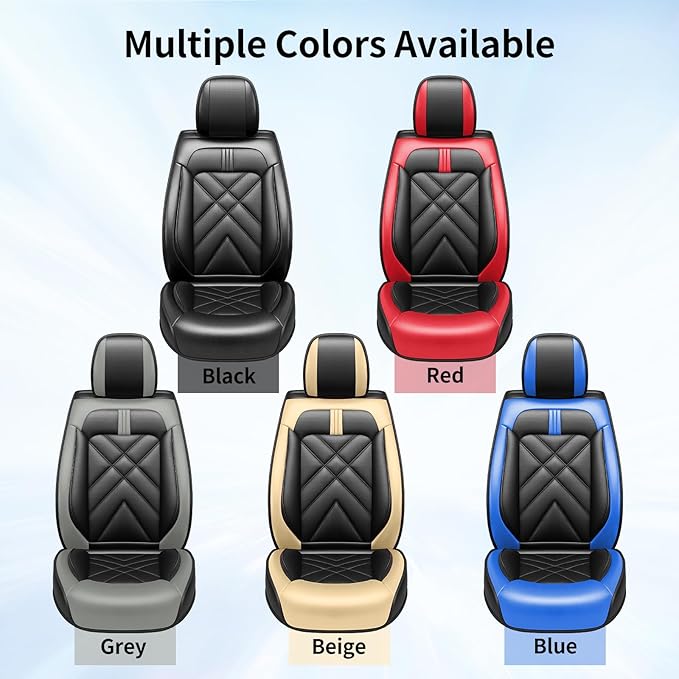 Car Seat Covers Fit for Mazda 3 2007-2026, Premium Leather, Full Coverage Leather Waterproof Breathable Seat Covers, Automotive Seat Protectors, Airbag Compatible(2 Front Seats, Black Beige)