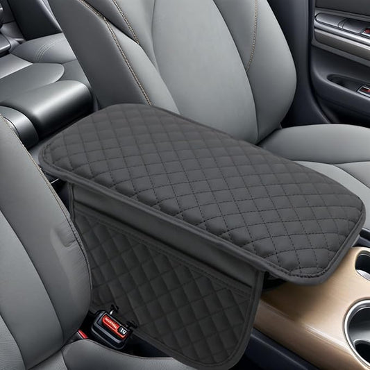 KAELTHAS Comfortable Car Center Console Cushion Armrest Dog Cat Paws Protect Cover Non-Slip with 2 Storage Bags for Cars SUVs CUVs Interior Accessories (Black, Long Narrow)