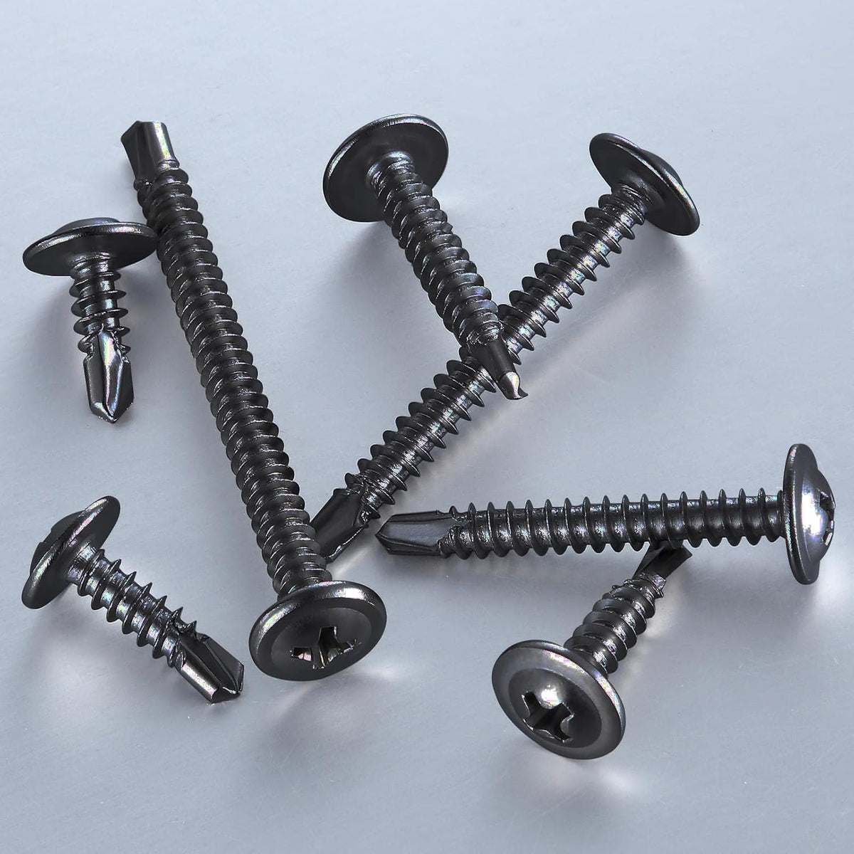 (150 pcs) Wensilon #10×1-1/2” for Sheet Metal Self-Tapping Screws 410 Black Stainless Steel Truss Head High-Strength Quick Tapping