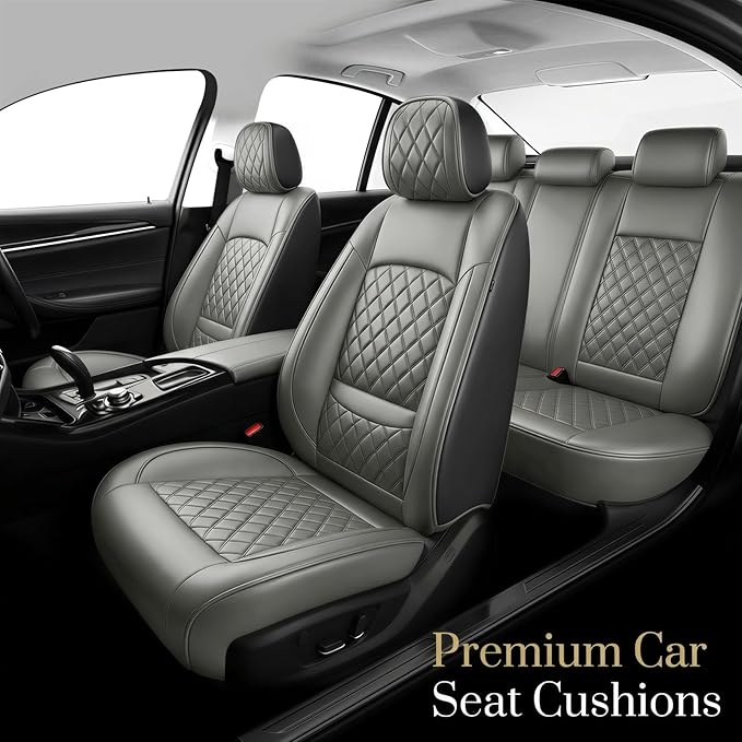 Fit RLX Car Seat Covers for Acura RLX 2013-2020 - Premium Leather, Waterproof, All-Weather, Airbag Compatible, Breathable, Easy Install, Seat Protectors, Only 2 Front seat Covers, Gray