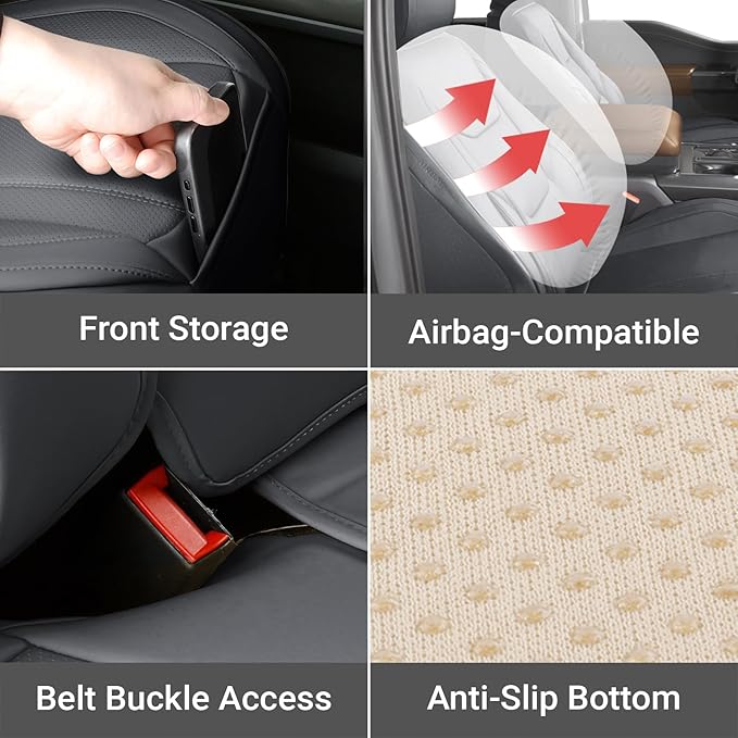 Coverland Custom Fit Car Seat Covers for SUV Compatible with [2022-2025 Ford Bronco Raptor] Premium Car Seat Cover Water Resistant Leather Non-Slip Interior Protector [Full Set Dark Gray - Chart X76]