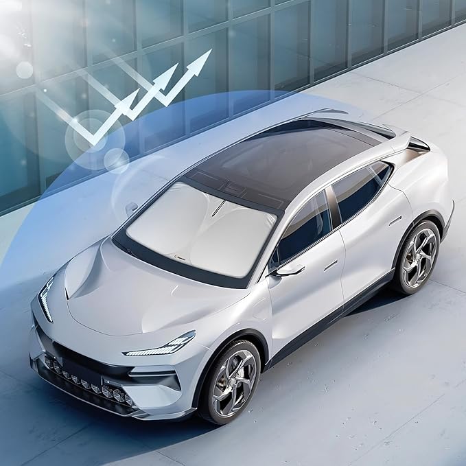 Windshield Sunshade for Toyota Corolla 2020 2021 2022 2023 2024 2025 2026 - Innovative No-Light-Pass Technology, Mirror Cut-Out, Blocks 99% UV Rays, Easy-Fold Corolla Windshield Sun Shade