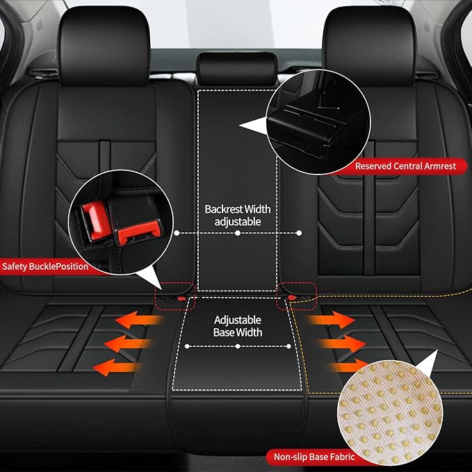 TTX LIGHTING Car Seat Covers fit for Toyota Avalon 2001-2022 Full Set: Premium Leather Automotive Seat Cover with Airbag Compatible Waterproof (5 Seats, Black)