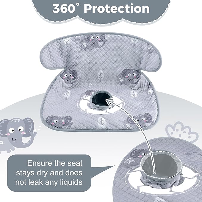 Piddle Pad - Car Seat Potty Training Protector, Baby Waterproof Car Seat Cover with Anti-Slip Backing, Machine Washable Liner for Toddler Carseat, Stroller (Gray)