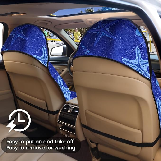 Car Seat Covers 2pcs Waterproof Towel Car Seat Cover Universal Fit for Most Trucks SUV Fitness Athletes Pets Gym and Water Sport，Conch Shells Starfish