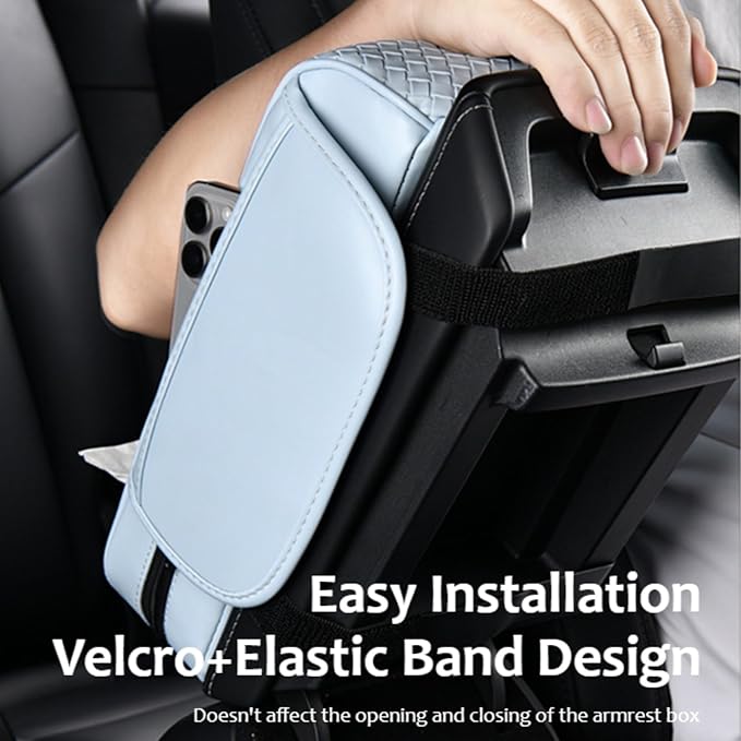 Car Armrest Cushion Cover Car Center Console Memory Foam Booster Pad with Storage Pocket and Tissue Hole for Sedan Vehicle (Grey, 12.99 * 7.09 * 2.95'' / 33 * 18 * 7.5 cm)