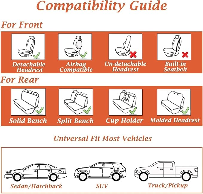 Coverado Seat Covers, Car Seat Covers Front Seats, Leather Seat Covers for Cars, Car Seat Protector Waterproof, Gray Car Seat Cushion, Front Carseat Cover Universal Fit for Most Cars Beige