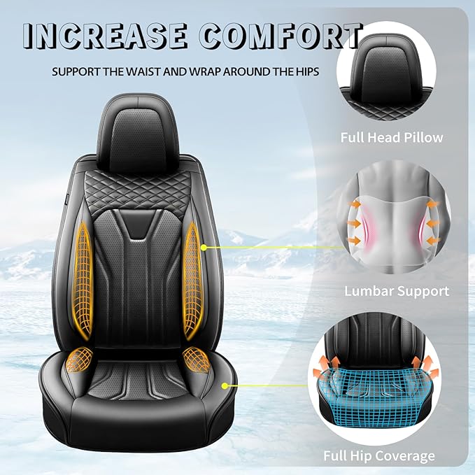 Fit HRV Car Seat Covers Compatible with Honda HRV 2016-2025 2026, Premium Leather Breathable, Wear Resistant, Airbag Compatible, All-Weather Protection & Full Coverage, Full Set All Black
