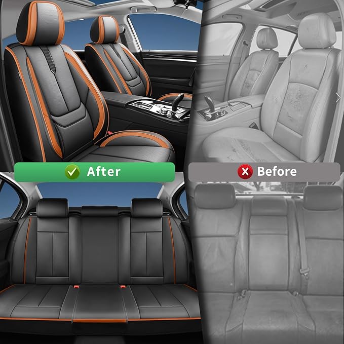 Fit Ioniq Car Seat Covers for Hyundai Ioniq 2017-2024 2025 2026 -Upgraded Premium Waterproof & Breathable Leather,Airbag Compatible,All-Weather Seat Cushion Protector,2 Front/Black-Brown
