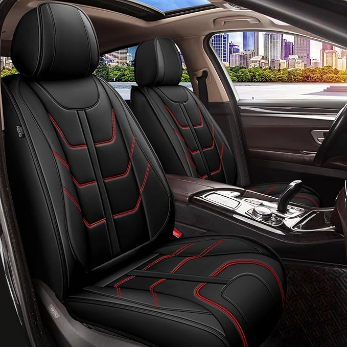 TTX LIGHTING Car Seat Covers fit for Honda Civic 2003-2026 Full Set: Premium Leather Automotive Seat Cover with Airbag Compatible Waterproof (5 Seats, Redline)