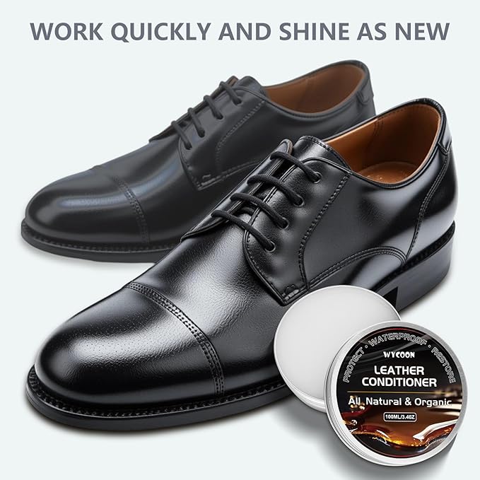 Leather Recoloring Balm with 100ml Mink Oil Conditioner | Light Brown Repair Kit, Dye & Color Restorer for Furniture, Sofa,Car Seats, Bags | Restore Faded & Scratched Surfaces