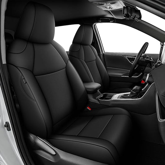 AOMSAZTO Custom Fit Seat Covers for Toyota RAV4 2019 2020 2021 2022 2023 2024 2025 LE XLE XLE Premium Limited, Custom Fit Full Set Faux Leather Black