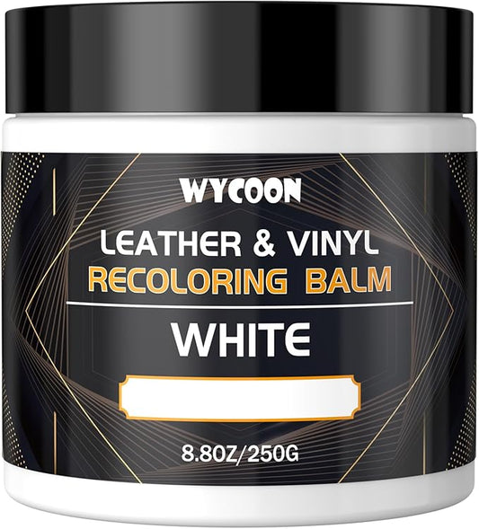 Leather Recoloring Balm, Leather Repair Kit for Furniture, Leather Paint, Leather Dye, Scratch Repair, Stain Remover, Restore Scratched, Faded and Cracked Leather- White