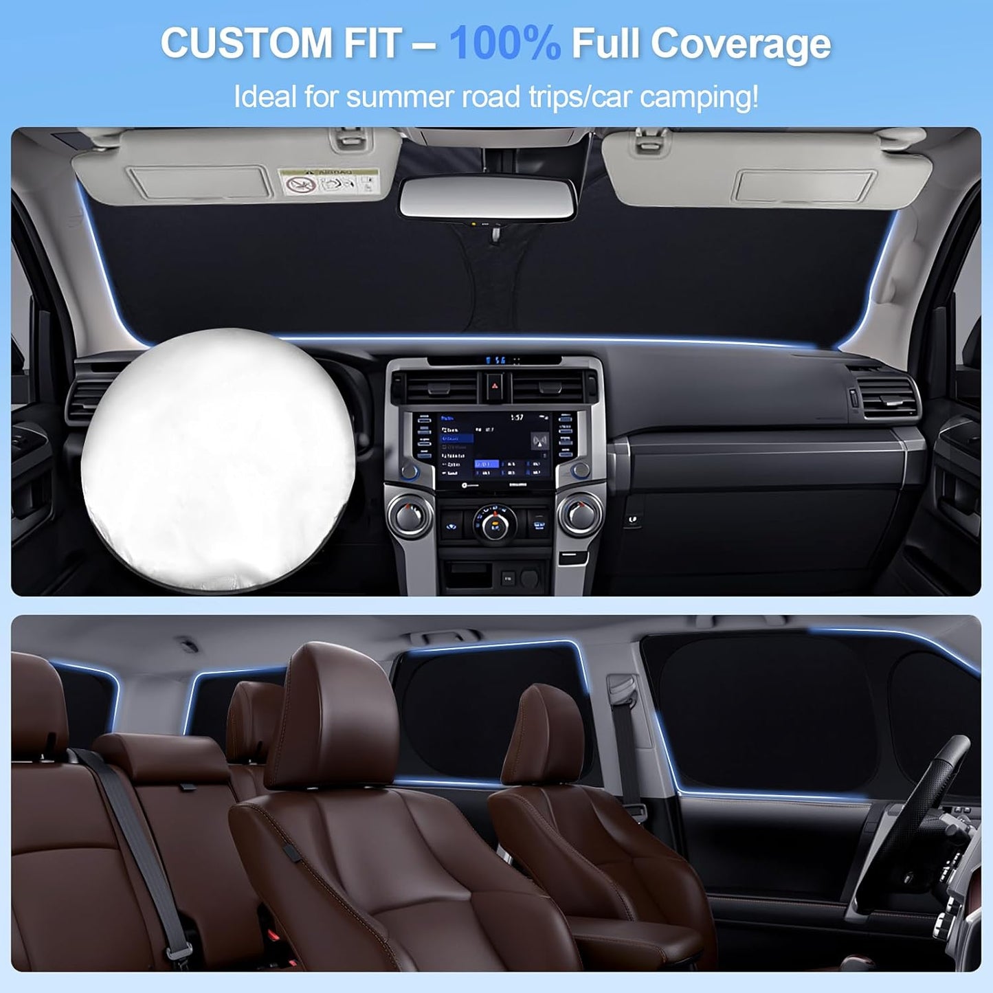 8pcs Car Window Shades for Chevrolet Tahoe 2015-2020 Accessories,Windshield Side Rear Full Sunshade,Sun Visor UV Blocking, Privacy Protection and Blackout for Camping Outdoor