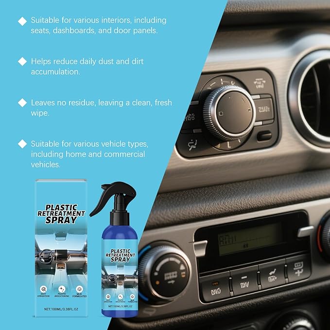 Plastic Restorer for Cars, Car Trim Restorer, Auto Detailing for Refreshing Faded Plastic, Leather, Vinyl and Rubber Trim with Polish, Long Lasting Care (1Pcs)
