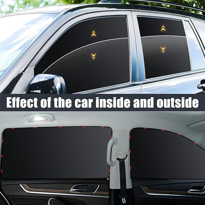 ZATOOTO 4 Pack Car Privacy Curtains, Full Blackout Car Window Shades, Universal Fit for Most Cars, Great for Travel, Camp, Privacy