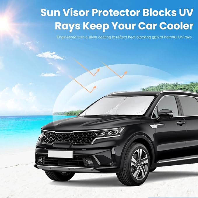 Custom Fit Sorento Windshield Sunshade for 2016-2019 2020 KIA Sorento Front Window Shades Cover for Windshield Sun Visor Protector for Kia Reflector Block Heat and Sun Protection Cooler Accessories