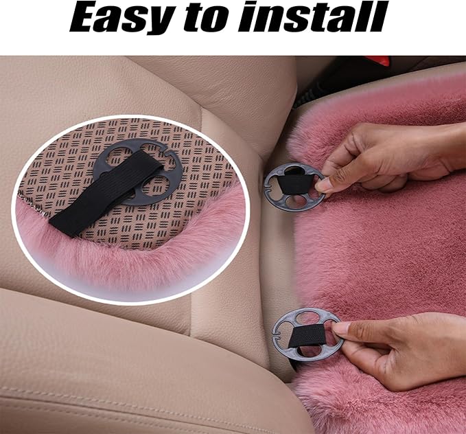 Plush Car Seat Cushion, Soft Warm Fuzzy Faux Rabbit Fur Fluffy Plush Auto Seat Cover Vehicle Car Front and Back Seat Protector Pad with Non-Slip Backing Cushion Interior Universal Fit (Red,Front*1)