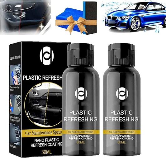 RJDJ Plastic Restorer for Cars, Trim & Exterior – Plastic Revitalizing Coating Agent, Restores Faded Plastic, UV Protection, Car Shine Refurbishing Solution (30ml-2pcs)
