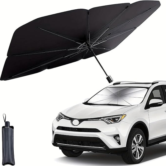 Windshield Sun Shade Foldable Umbrella, Sun Shade for Car Windshield, Car Window Shades [Silver Heat Shield - UV Reflective] Universal Fit Medium (56"x31")