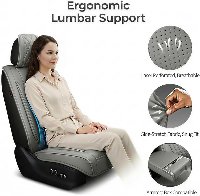 Fit for Sonata Car Seat Covers Compatible with Hyundai Sonata 2004-2026-Waterproof Breathable Leather Automotive Seat Cushions Protector, Airbag Compatible, Full Set 5 Seats(Gray)