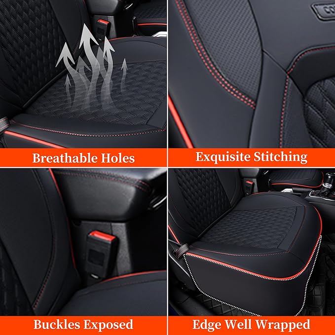 Coverado Seat Covers for Jeep Wrangler, Car Seat Covers Full Set 4 Door JL Accessories Custom Fit for Rubicon Sahara Sport S Altitude Willys Unlimited 2018 2019 2020 2021 2022 2023 2024 (Red Line)