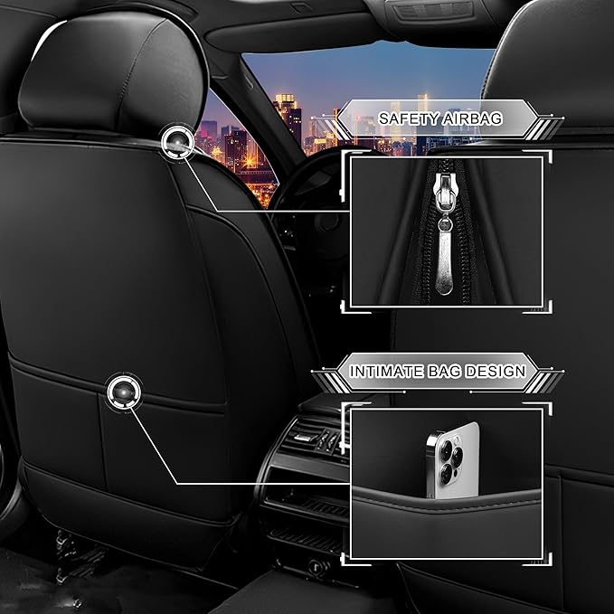 CTDS Car Seat Covers for Chevy Trax 2015-2026, Stylish Sport Seat Cover, Premium Nappa Leather Car Seat Cover. Automobile Seat Covers Sets.(Standard 5 Seats/Pure Black)