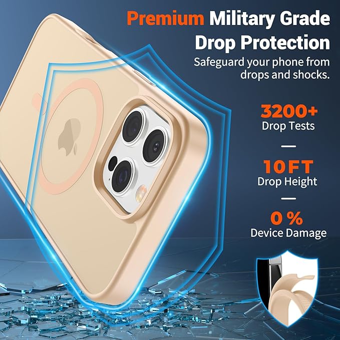 SUPFINE Magnetic for iPhone 16 Pro Case (Compatible with MagSafe) (Military Grade Drop Protection) Slim Translucent Matte Shockproof with Anti-Fingerprint Phone Case,Sand Pink