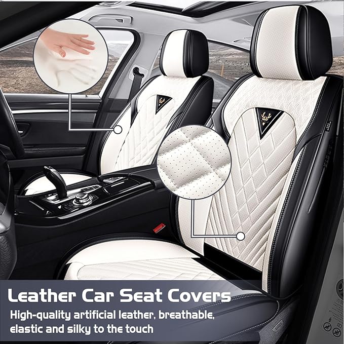 Truck Seat Covers for Chevy Silverado 1500 2007-2026, Waterproof Premium Leather Full Coverage Car Seat Cover, Muscle Sport Style Auto Interior Seat Cover Sets (Full Set/Black White)