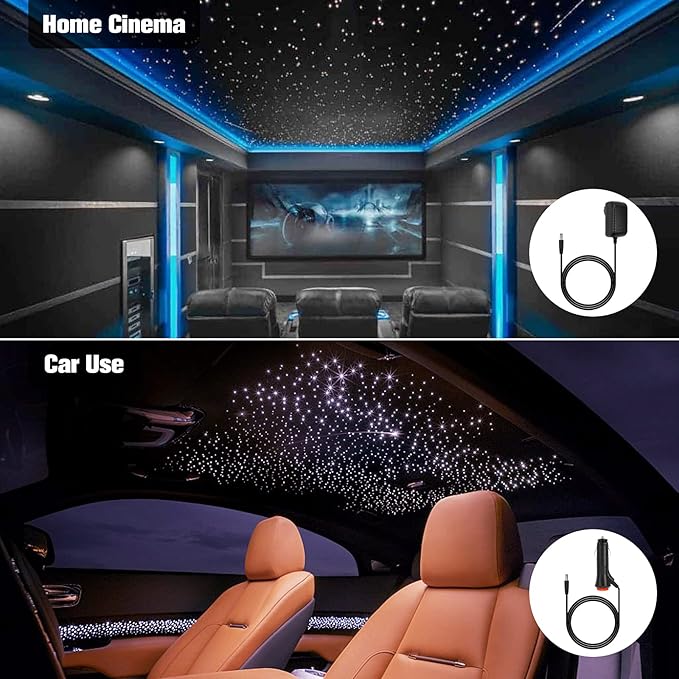 CHINLY 500pcs Starlight Headliner Kit,Twinkle Star Lights for Car Ceiling,APP Starlights Headliner Kit,Fiber Optic Star Ceiling Lights,RGBW+Music Mode Starlight Kit,(0.03in+0.04in+0.06in)*9.8ft