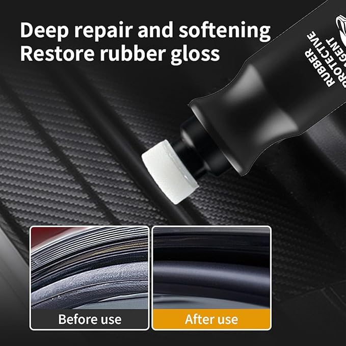 Car Rubber Seal Protectant - Gummi Pflege, Car Door Rubber Seal Protectant Strip Lubrication, Black Plastic Car Trim Restorer, Window Track Lubricant, Use on Car Door, Window, Trunk Seals (3)
