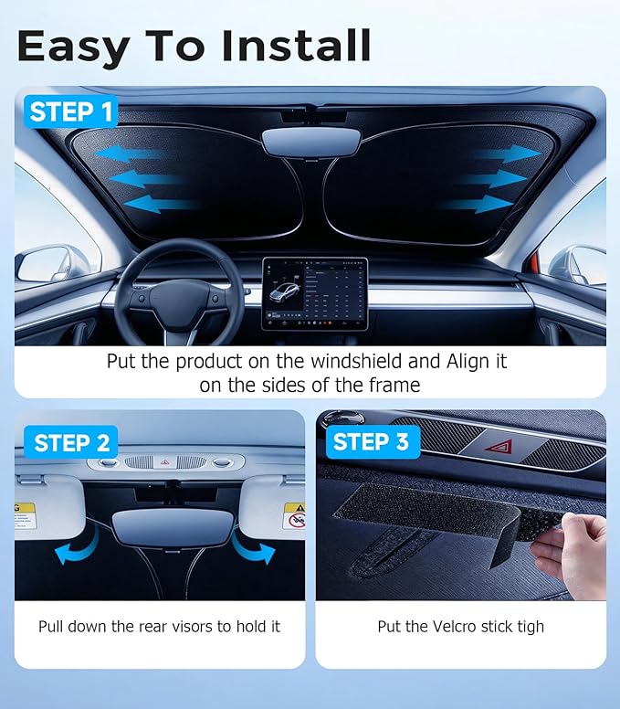 DMJN Windshield Sun Shade for Che-vrolet/Chevy Silverado (2019-2026), Car Sunshade for Front Windshield [100% Efficient Block UV & Scorching Sun] UPF50+ Heat Block - Protect Interior & Keep Cooler
