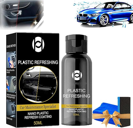 RJDJ Plastic Restorer for Cars, Trim & Exterior – Plastic Revitalizing Coating Agent, Restores Faded Plastic, UV Protection, Car Shine Refurbishing Solution (50ml-1pcs)