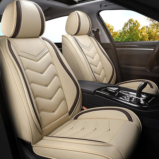Car Seat Covers for Honda Accord 2000-2026, Premium Nappa Leather Car Seat Cover, Stylish Sport Seat Covers， Automobile Seat Cover Sets.(Standard 2 Seats/Beige)