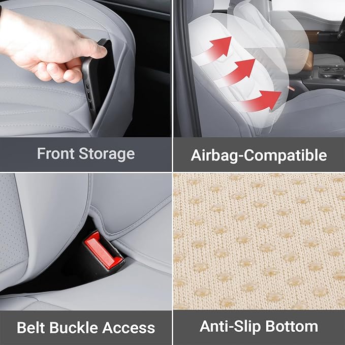 Coverland Custom Fit Car Seat Covers for Car Compatible with [Camry, Accord, Altima, Optima, ES, LS, 3-Series] Premium Waterproof Non-Slip Interior Seat Protector [Full Set Gray- Size Chart X61]