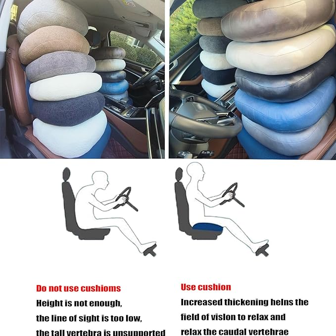 Super Thicken Car Seat Cushion for Adults-Car Booster Seat for Short Drivers-Increase The Field of View by 12cm/4.7in,Plush shell, breathable,with handle,easy to carry,for Cars,Office,Home(Light Gray）
