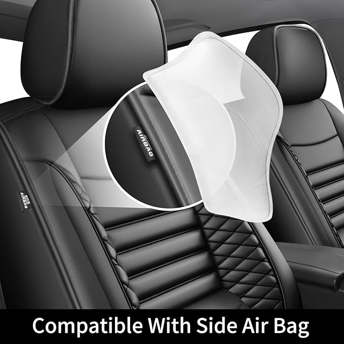 Fit Passport Car Seat Covers for Honda Passport 2019-2025 2026 - Upgraded Premium Waterproof & Breathable Leather, Airbag Compatible, All-Weather Seat Cushion Protector (Full Set, Black)