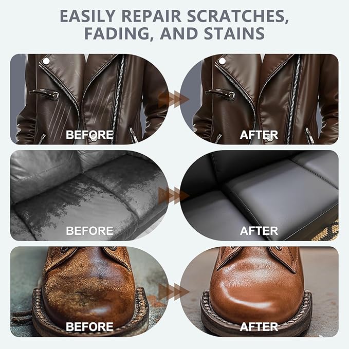 Leather Recoloring Balm with 100ml Mink Oil Conditioner | Light Brown Repair Kit, Dye & Color Restorer for Furniture, Sofa,Car Seats, Bags | Restore Faded & Scratched Surfaces
