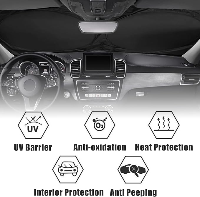 Mountains and Forest Car Windshield Sun Shade Foldable Sunshade Front Window Cover Sun Visor Protector Accessories (59x27.5 inches)