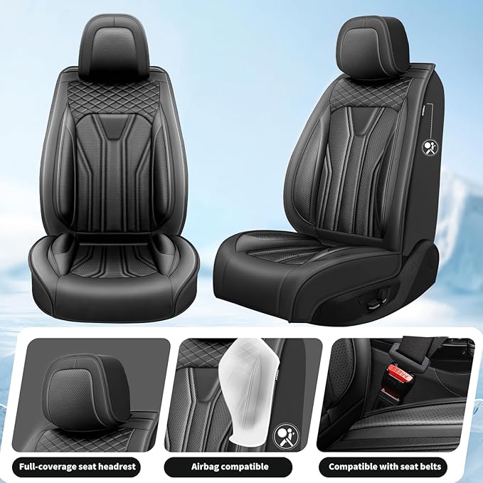 Fit CRV Car Seat Covers Premium Leather for Honda CRV 2015-2025 2026. Waterproof， Breathable, Scratch-Resistant & All-Weather Seat Cushion Protector (Full Set,All Black)