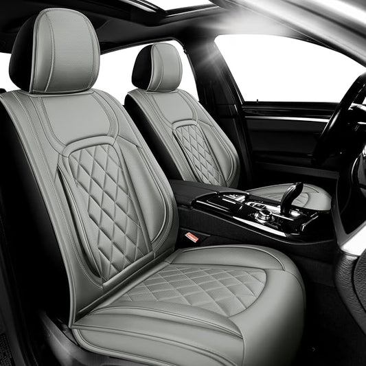 Fit HRV Car Seat Covers Compatible with Honda HRV 2016-2025 2026, Premium Leather Breathable, Wear Resistant, Airbag Compatible, All-Weather Protection & Full Coverage, 2 Front Seat Gray