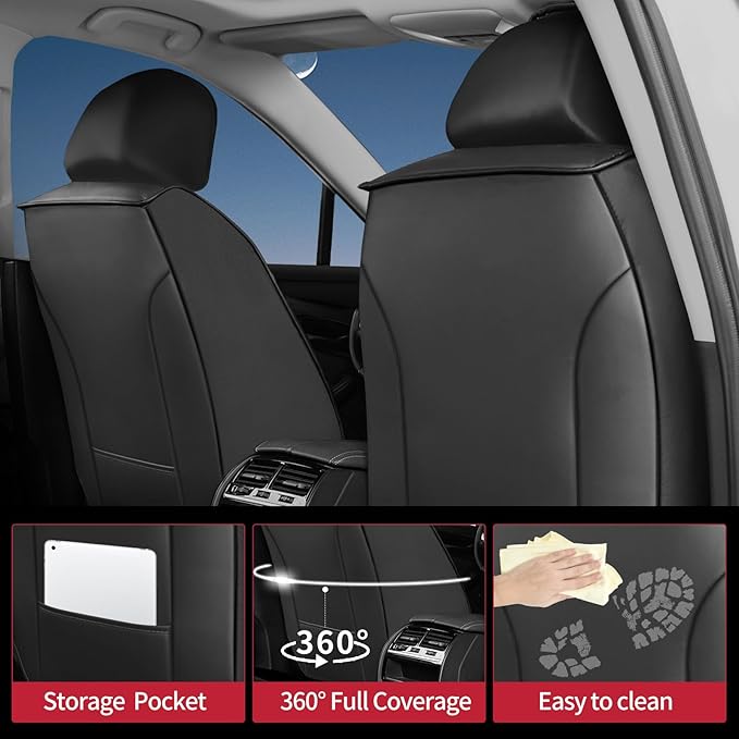 Fit Prologue Car Seat Covers for Honda Prologue 2024 2025 2026-Upgraded Premium Waterproof & Breathable Leather,Airbag Compatible,All-Weather Seat Cushion Protector,Full Set,Black