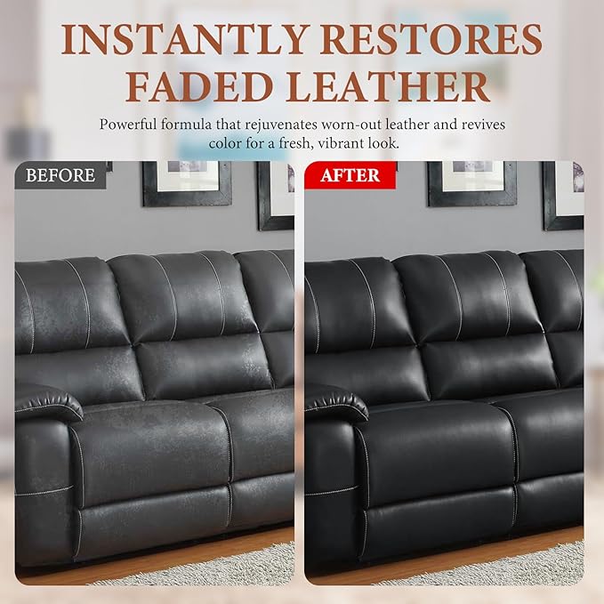 Leather Recoloring Balm Leather Color Restorer Scratch Repair Leather Paint for Furniture Couches Car Seats Shoes Bags Leather Dye and Scratched Leather with Leather Conditioner - Black