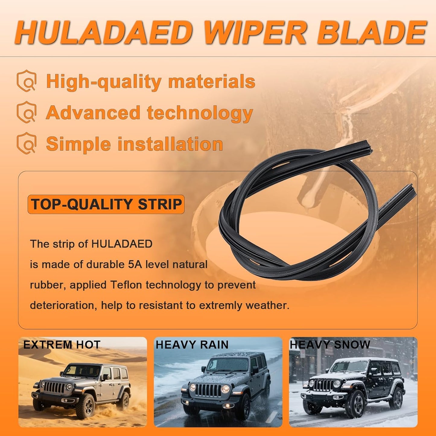 HULADAED® 26'' 18'' 16'' Windshield Wipers Replacement for Subaru Outback Legacy 2023-2020,Silicone Front Rear Wiper blades for MY Car-All Weather & Quiet(3 PACK)