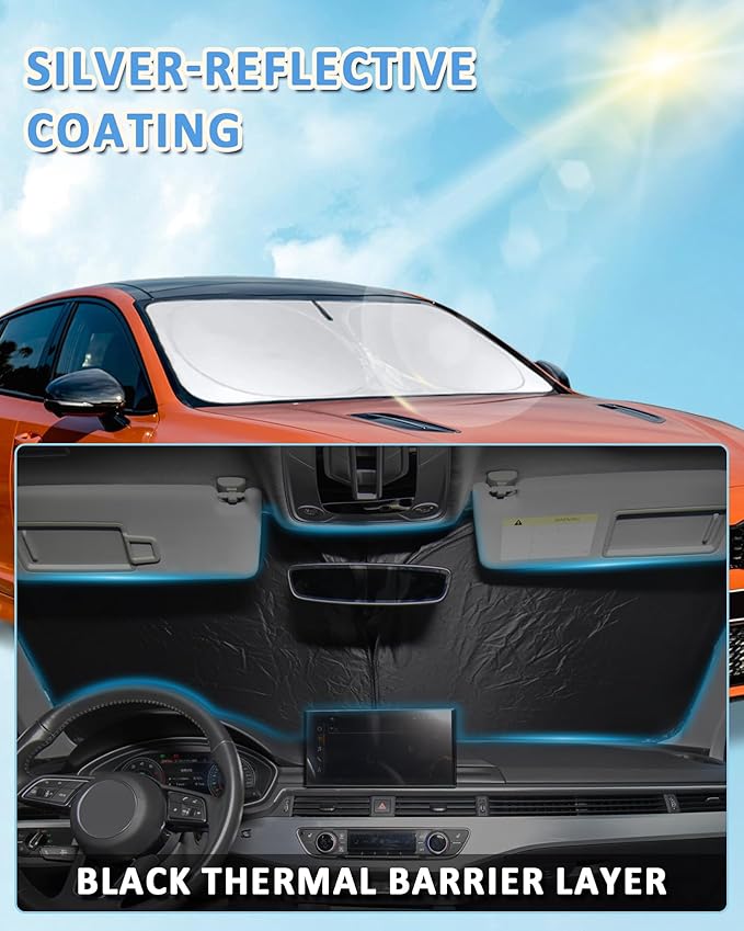 Sunshade for Explorer Windshield Sun Shade for Ford Explorer 2020-2026 Accessories Foldable Front Window Shield Cover Sun Visor Protector Block UV Rays