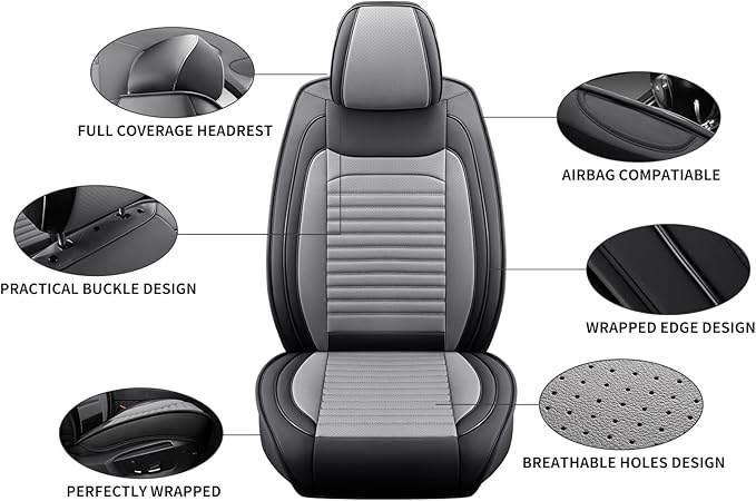 Car Seat Covers Full Set Fit for Toyota 4Runner 2001-2026, Premium Faux Leather Car Seat Protector,Breathable Anti-Slip Full Wrapping Edge Seat Covers(Black&Gray,Full Set)