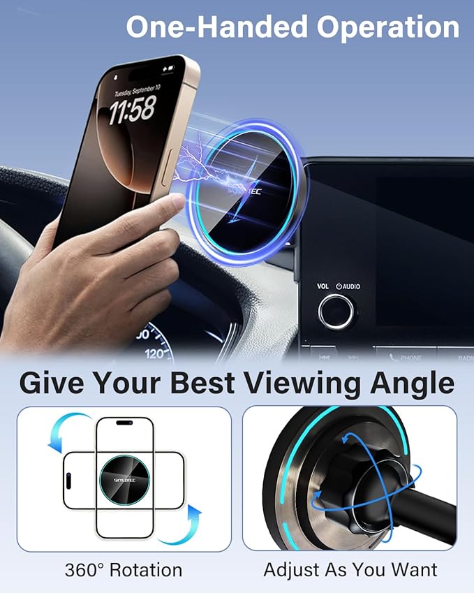 Phone Mount for Chevrolet Chevy Tahoe/Suburban/GMC Yukon 2021-2024 Accessories 10.2-inch Screen, Car Magnetic Phone Holder Compatible with MagSafe, Magnets Fast Wireless Charger Cell Phone Base